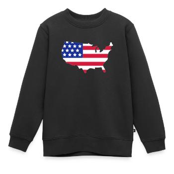 Stars and Stripes of USA, United States of America - Kinder Premium Organic Sweatshirt - Schwarz - Vorne - AI Model Kid Female (0cm)