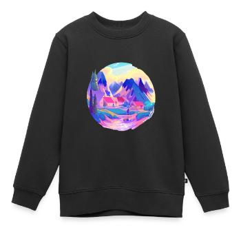 paysage cristallinser nature 2 - Sweat Premium enfant bio - noir - Devant - AI Model Kid Female (0cm)