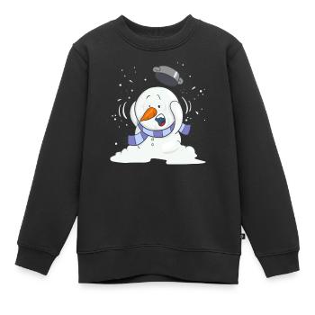 Snowsey, der kleine Schneemann, voll erschrocken. - Kinder Premium Organic Sweatshirt - Schwarz - Vorne - AI Model Kid Female (0cm)