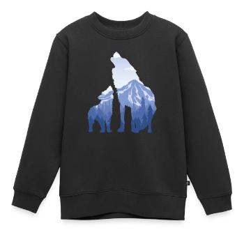 Wolf And Pup - Gift For Mountain Wolf Lovers - Kids Premium Organic Sweatshirt - black - Front - AI Model Kid Female (0cm)