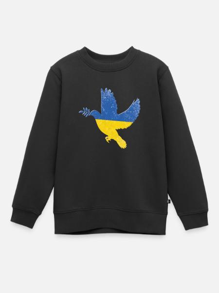 Symbole de paix du drapeau de l’Ukraine - Drapeau de l’Ukraine - Sweat Premium enfant bio - noir
