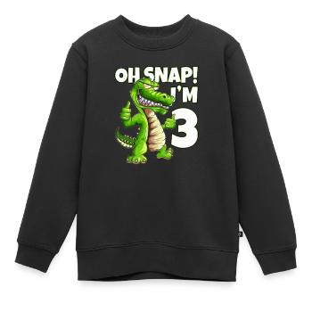 3.Anniversaire Enfants Crocodile Animal Motif Oh Snap J’ai 3 ans - Sweat Premium enfant bio - noir - Devant - AI Model Kid Female (0cm)