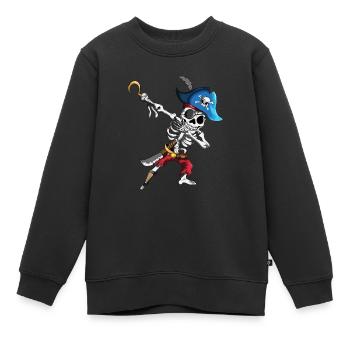 Dabbing Piraten Skelett Augenklappe Piratenschiff - Kinder Premium Organic Sweatshirt - Schwarz - Vorne - AI Model Kid Female (0cm)