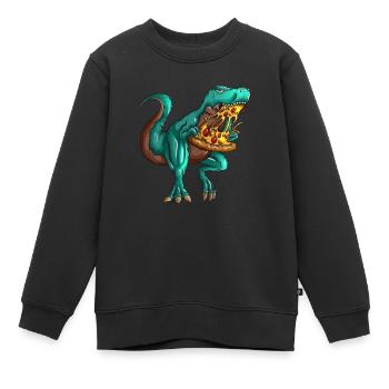 Pizza T-Rex Fastfood Fan Dinosaurier Liebhaber - Kinder Premium Organic Sweatshirt - Schwarz - Vorne - AI Model Kid Female (0cm)