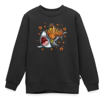 Truthahn Weißer Hai Erntedankfest Kindershirt - Kinder Premium Organic Sweatshirt - Schwarz - Vorne - AI Model Kid Female (0cm)