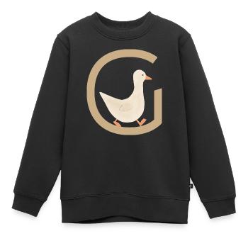 G - GOOSE - ABC, Alphabet, Letter, Animal, Name - Kids Premium Organic Sweatshirt - black - Front - AI Model Kid Female (0cm)