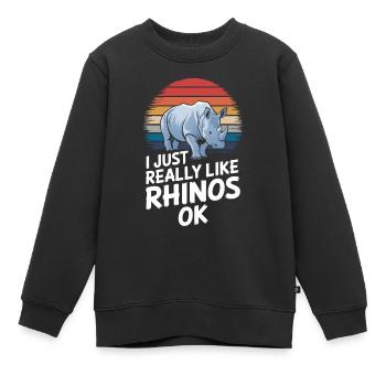 Rhinocéros Rhinocéros - Sweat Premium enfant bio - noir - Devant - AI Model Kid Female (0cm)