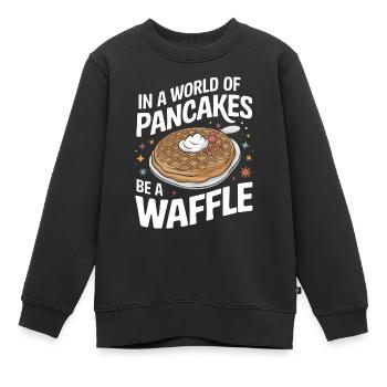 Gaufres Bonbons pour le petit-déjeuner - Sweat Premium enfant bio - noir - Devant - AI Model Kid Female (0cm)