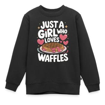 Gaufres Bonbons pour le petit-déjeuner - Sweat Premium enfant bio - noir - Devant - AI Model Kid Female (0cm)