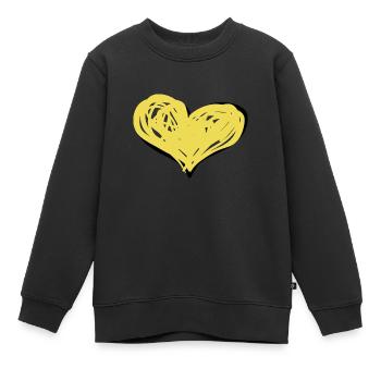 cœur jaune - Sweat Premium enfant bio - noir - Devant - AI Model Kid Female (0cm)