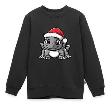 Dinosaure Stegosaurus Noël Mignon - Sweat Premium enfant bio - noir - Devant - AI Model Kid Female (0cm)
