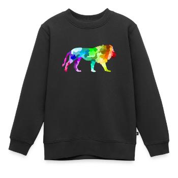 Bunter Regenbogen Löwe Polygon Tiere - Kinder Premium Organic Sweatshirt - Schwarz - Vorne - AI Model Kid Female (0cm)
