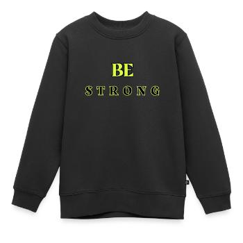 Be Strong 5 - Sweat Premium enfant bio - noir - Devant - AI Model Kid Female (0cm)