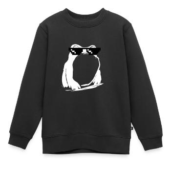 Frosch,schwarz, illustration, stencil,sonnenbrille - Kinder Premium Organic Sweatshirt - Schwarz - Vorne - AI Model Kid Female (0cm)