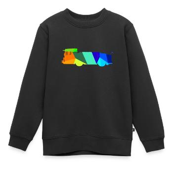 Remorqueur d’avion Rainbow Polygon Runway - Sweat Premium enfant bio - noir - Devant - AI Model Kid Female (0cm)