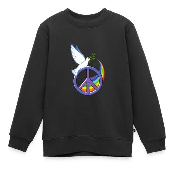 Friedenstaube Peacezeichen Frieden Regenbogen - Kinder Premium Organic Sweatshirt - Schwarz - Vorne - AI Model Kid Female (0cm)
