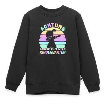 Achtung Ich Geh jetzt in den Kindergarten - Kinder Premium Organic Sweatshirt - Schwarz - Vorne - AI Model Kid Female (0cm)