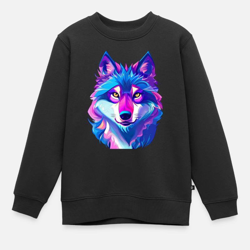 Wolf - Kinder Premium Organic Sweatshirt - Schwarz