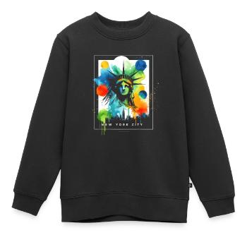 Pulsierende NYC Liberty - Kinder Premium Organic Sweatshirt - Schwarz - Vorne - AI Model Kid Female (0cm)
