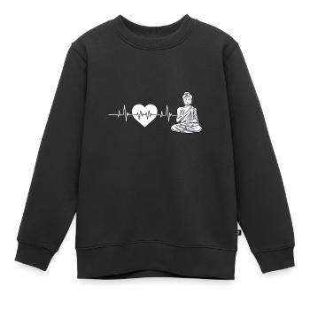 Buddha Yoga Herzschlag Hinduismus Meditation - Kinder Premium Organic Sweatshirt - Schwarz - Vorne - AI Model Kid Female (0cm)