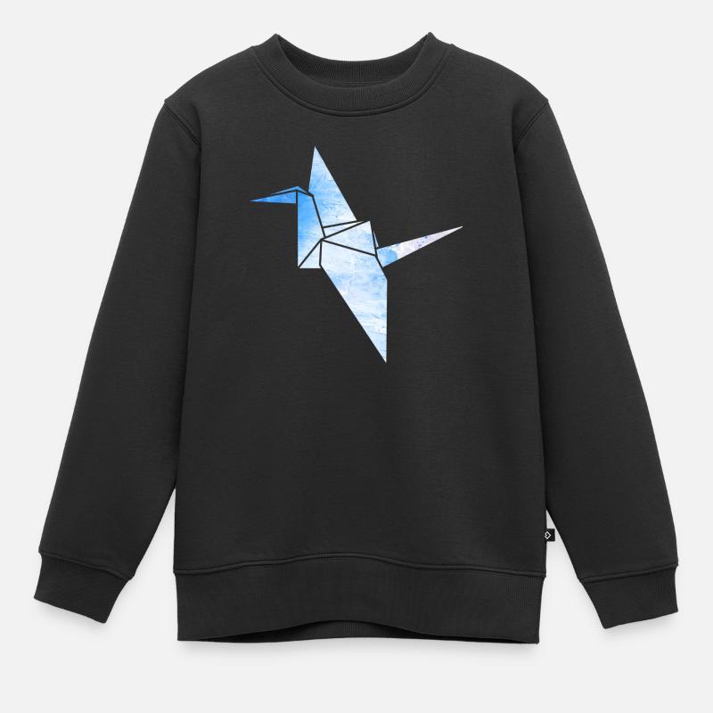 Kranich Origami - Kinder Premium Organic Sweatshirt - Schwarz