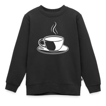 icône de tasse de café cappuccino - Sweat Premium enfant bio - noir - Devant - AI Model Kid Female (0cm)