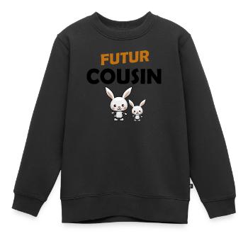 futur cousin - Sweat Premium enfant bio - noir - Devant - AI Model Kid Female (0cm)