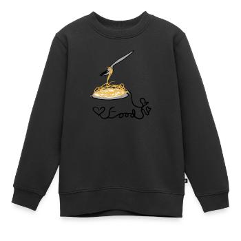 manger des spaghettis - Sweat Premium enfant bio - noir - Devant - AI Model Kid Female (0cm)