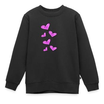 cœurs roses - Sweat Premium enfant bio - noir - Devant - AI Model Kid Female (0cm)