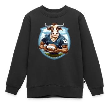 Kühe Rugby - Kinder Premium Organic Sweatshirt - Schwarz - Vorne - AI Model Kid Female (0cm)