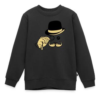 sourire chapeau monocle moustache melon - Sweat Premium enfant bio - noir - Devant - AI Model Kid Female (0cm)