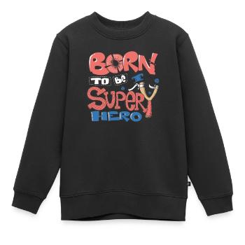 Born to be super hero Geschenkidee - Kinder Premium Organic Sweatshirt - Schwarz - Vorne - AI Model Kid Female (0cm)