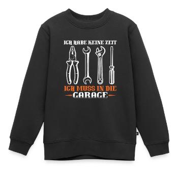 Ich habe keine zeit ich muss in die garage - Kinder Premium Organic Sweatshirt - Schwarz - Vorne - AI Model Kid Female (0cm)