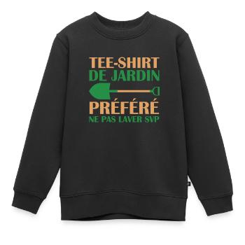 Tee Shirt De Jardin Préféré Ne Pas Laver Svp - Sweat Premium enfant bio - noir - Devant - AI Model Kid Female (0cm)