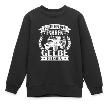 Echte helden fahren gelbe felgen - Kinder Premium Organic Sweatshirt - Schwarz - Vorne - AI Model Kid Female (0cm)