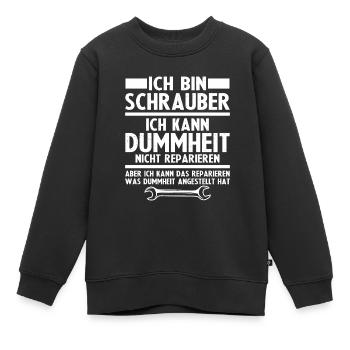 Ich bin schrauber - Kinder Premium Organic Sweatshirt - Schwarz - Vorne - AI Model Kid Female (0cm)