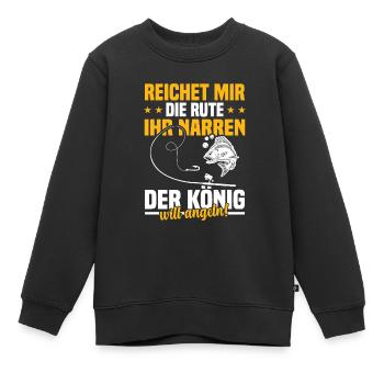 Reichet mir die rute ihr der könig will angeln! - Kinder Premium Organic Sweatshirt - Schwarz - Vorne - AI Model Kid Female (0cm)
