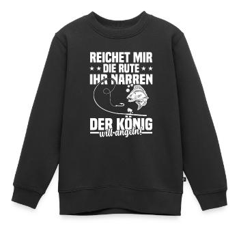 Reichet mir die rute ihr der könig will angeln! - Kinder Premium Organic Sweatshirt - Schwarz - Vorne - AI Model Kid Female (0cm)