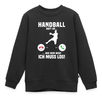 Handball ruft mich, lustiges Geschenk Handball - Kinder Premium Organic Sweatshirt - Schwarz - Vorne - AI Model Kid Female (0cm)