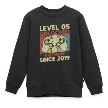 Level 5 freigeschaltet - Kinder Premium Organic Sweatshirt - Schwarz - Vorne - AI Model Kid Female (0cm)