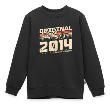 Cadeau d'anniversaire vintage original né en 2014 - Sweat Premium enfant bio - noir - Devant - AI Model Kid Female (0cm)