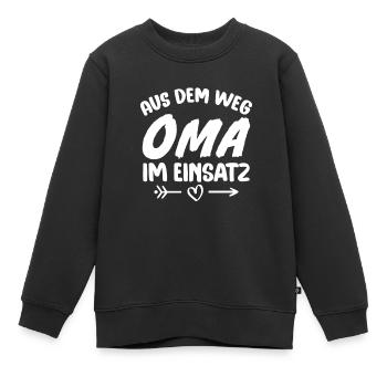Aus dem weg Oma im einsatz - Kinder Premium Organic Sweatshirt - Schwarz - Vorne - AI Model Kid Female (0cm)