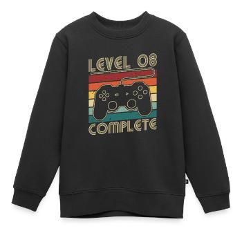 Level 8 Complete 8 Jahre Geburtstags Geschenk - Kinder Premium Organic Sweatshirt - Schwarz - Vorne - AI Model Kid Female (0cm)