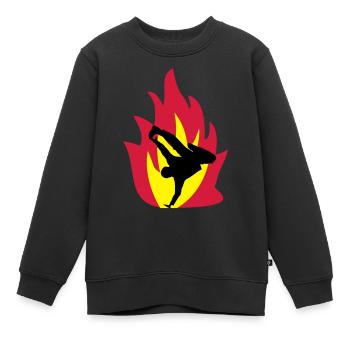 Breakdancer im Feuer - Kinder Premium Organic Sweatshirt - Schwarz - Vorne - AI Model Kid Female (0cm)
