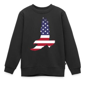 USA America Flagge Stars and Stripes Adler Eagle - Kinder Premium Organic Sweatshirt - Schwarz - Vorne - AI Model Kid Female (0cm)