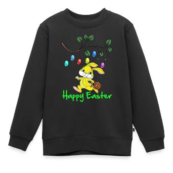 Pâques, Joyeuses Pâques, Lapin de Pâques, joyeuses Pâques - Sweat Premium enfant bio - noir - Devant - AI Model Kid Female (0cm)