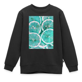 zitrone - Kinder Premium Organic Sweatshirt - Schwarz - Vorne - AI Model Kid Female (0cm)