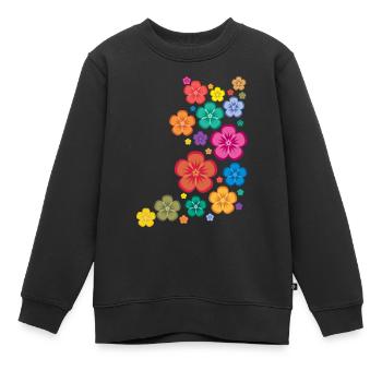 New Age Flower Power - Kinder Premium Organic Sweatshirt - Schwarz - Vorne - AI Model Kid Female (0cm)