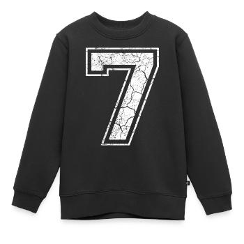 7_seven_sieben_white_weiss (de) - Kinder Premium Organic Sweatshirt - Schwarz - Vorne - AI Model Kid Female (0cm)