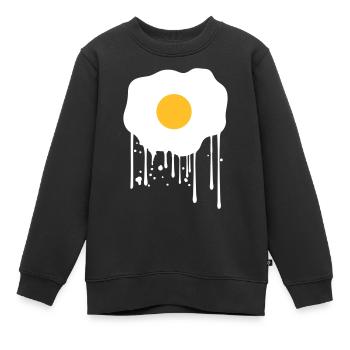 goutte graffiti tampon oeuf au plat nourriture lec - Sweat Premium enfant bio - noir - Devant - AI Model Kid Female (0cm)